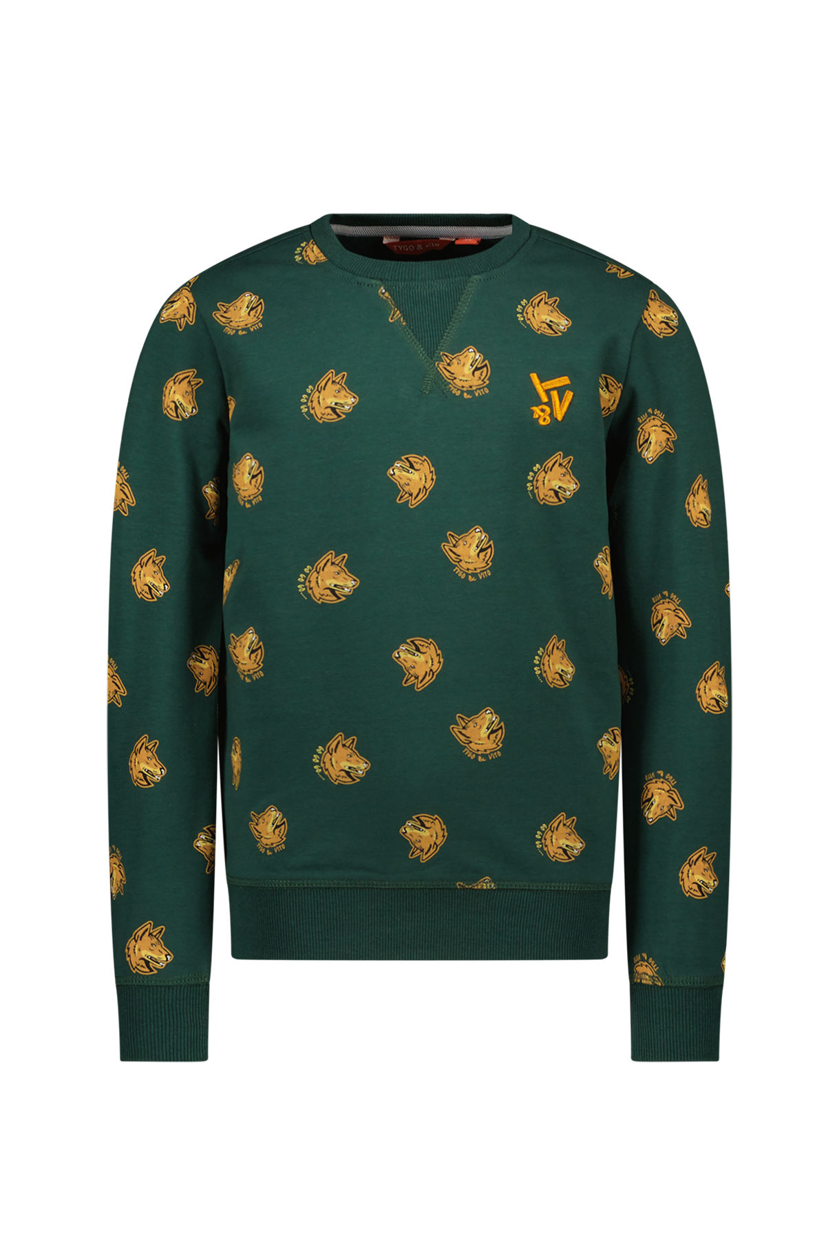 Sweater all-overprint Jesse donker groen