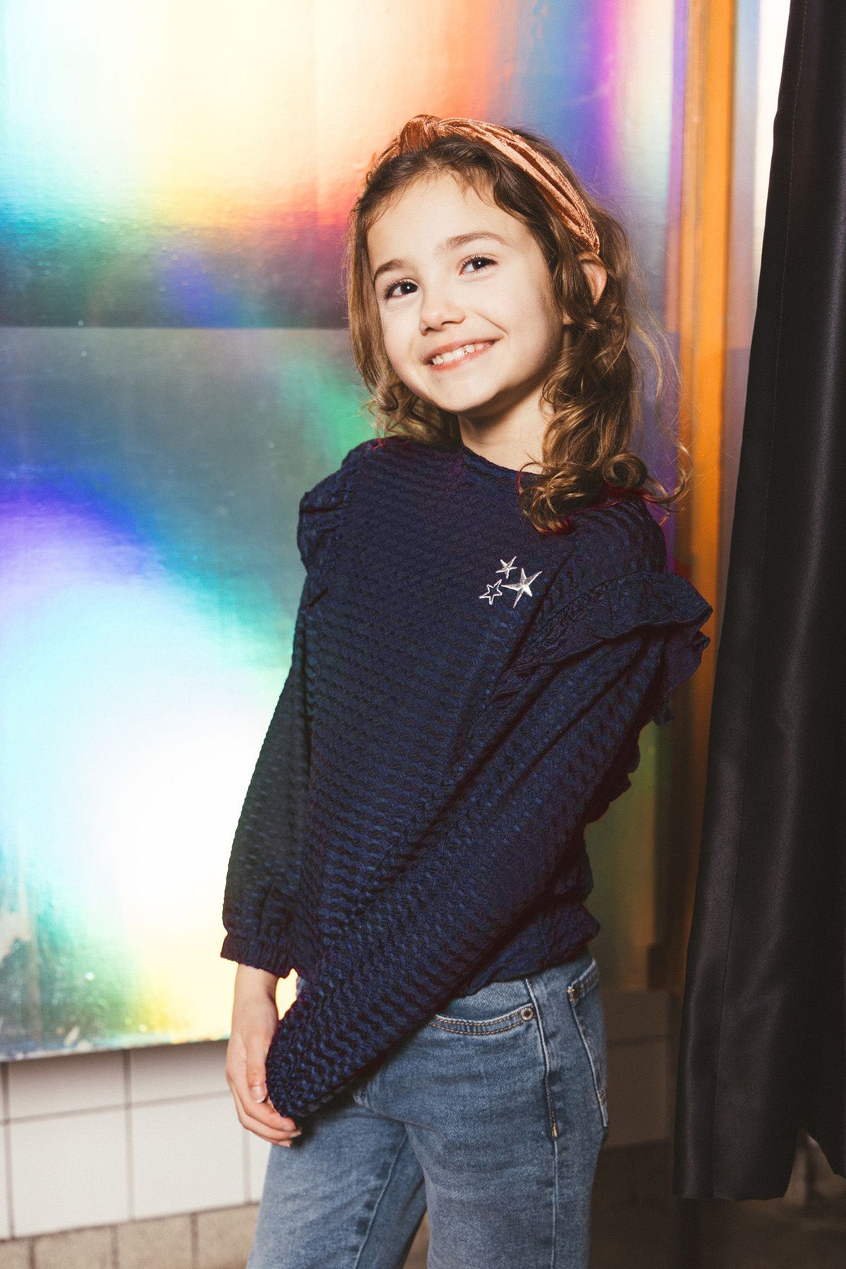Blouse met roezels Tally Donkerblauw