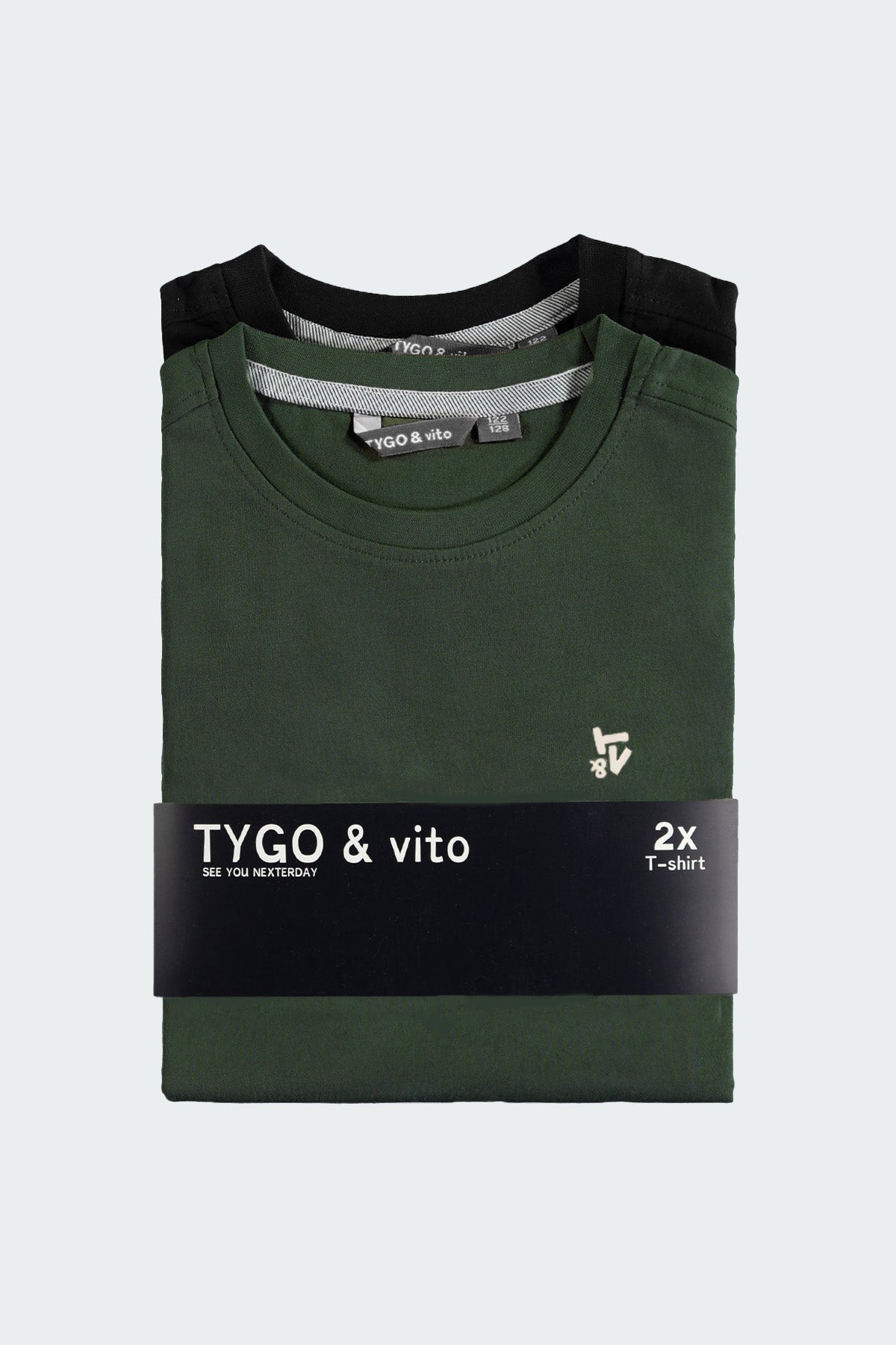 TYGO & vito, STAN 2-Pack T-shirt Zwart en Donker Groen