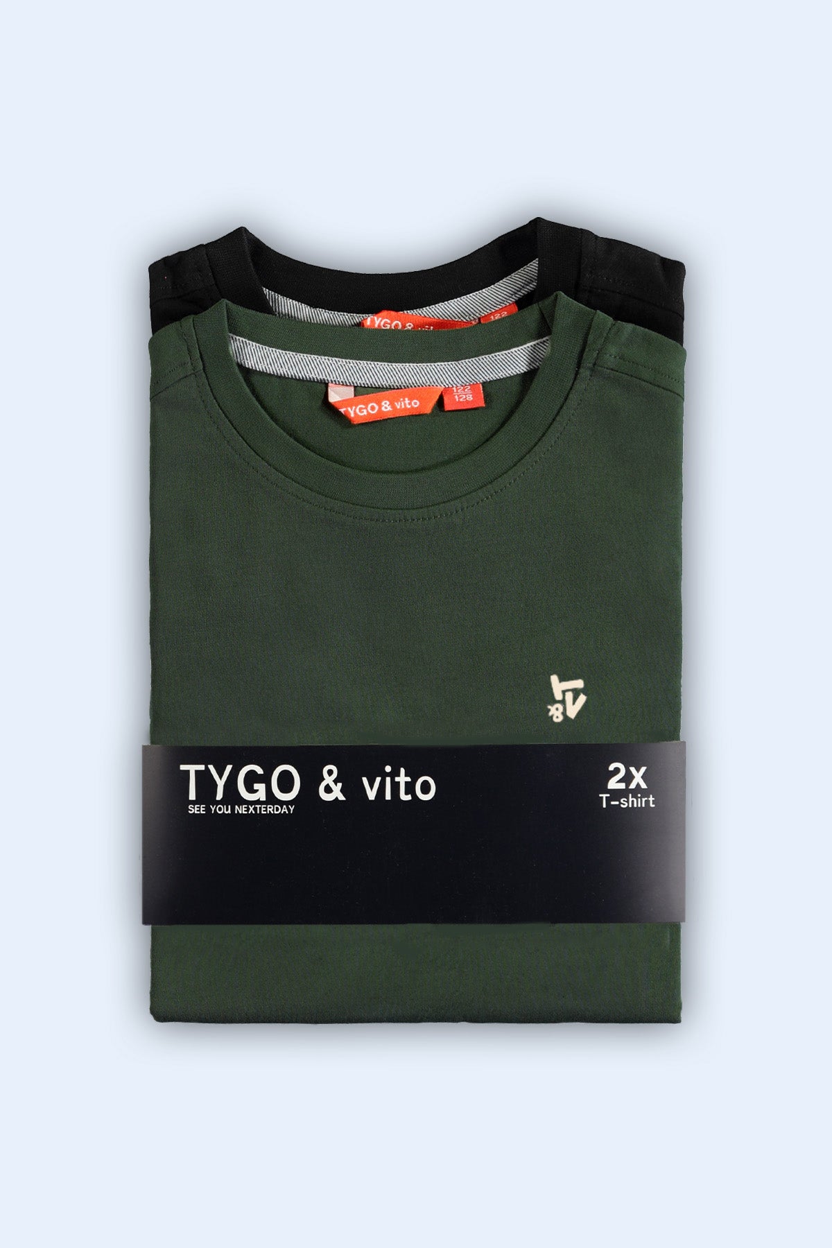 TYGO & vito 2-Pack T-shirt Stan Zwart en Donker Groen