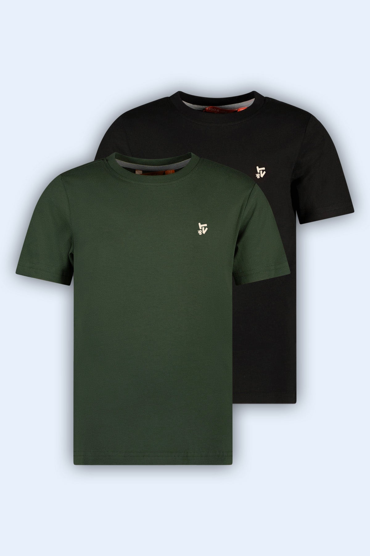 TYGO & vito 2-Pack T-shirt Stan Zwart en Donker Groen