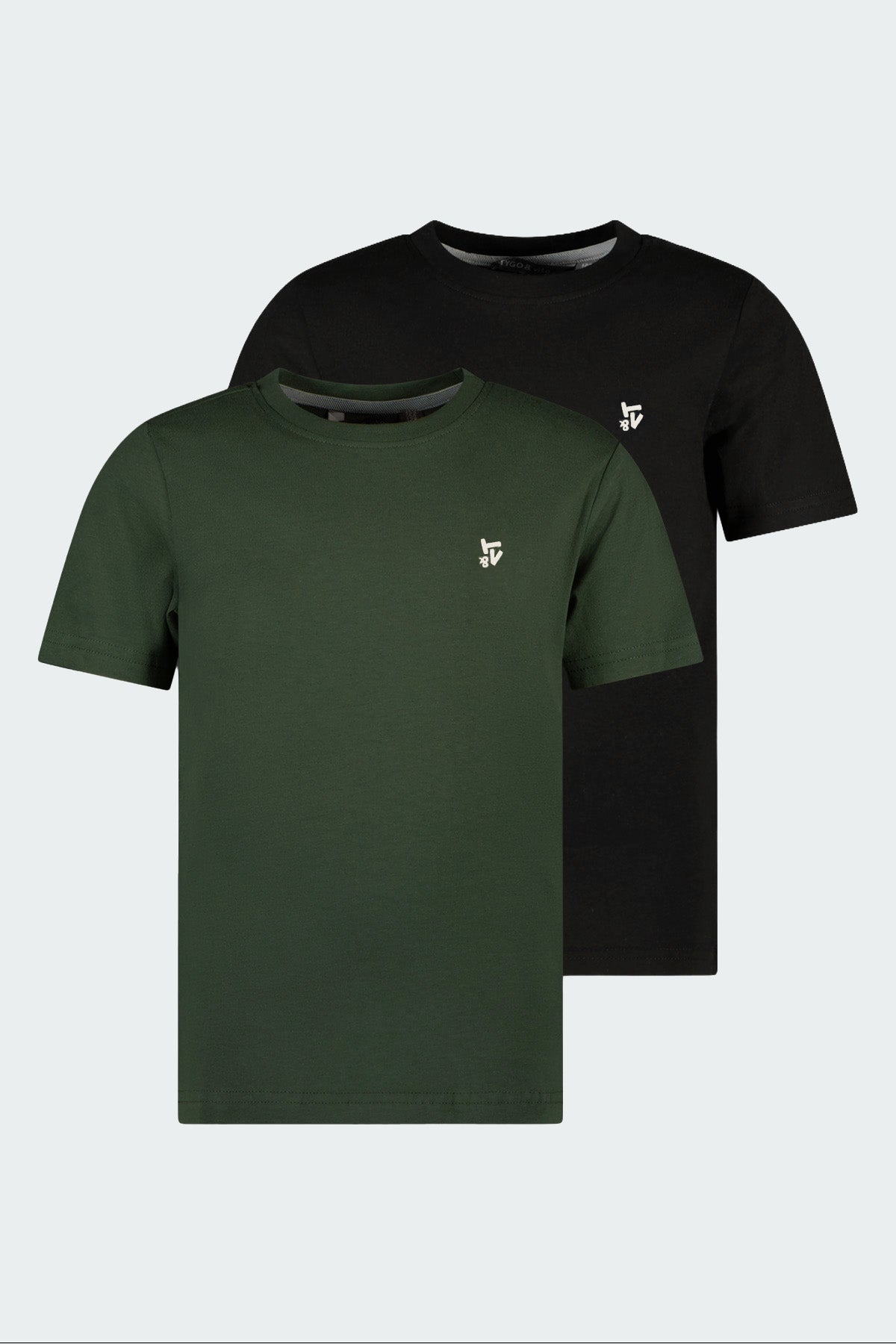TYGO & vito, STAN 2-Pack T-shirt Zwart en Donker Groen