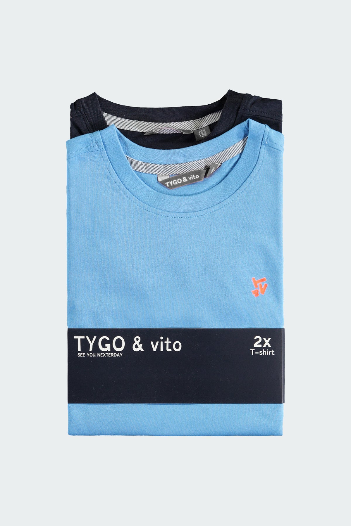 TYGO & vito 2-Pack T-shirt STAN Donker Blauw en Licht Blauw