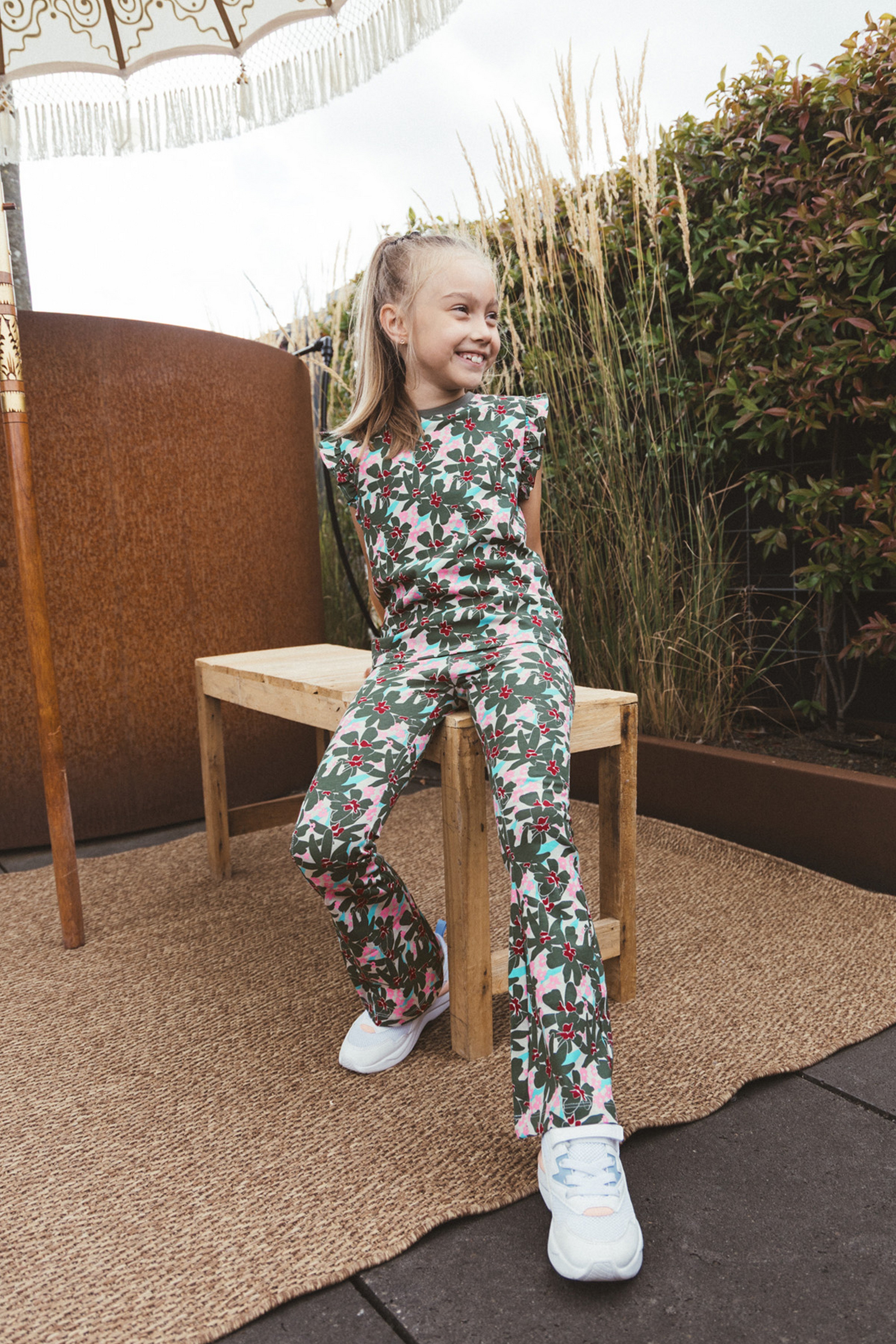 Flared Legging Pebbles Olijfgroen