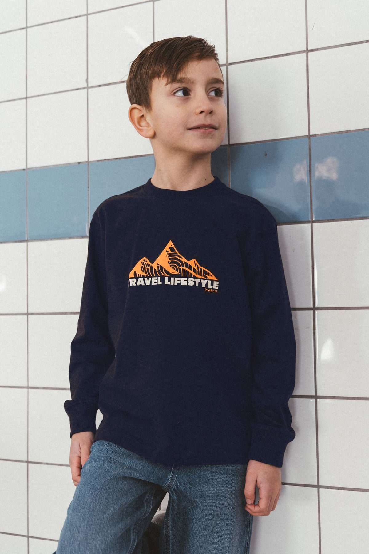 Longsleeve Mojo oversized fit Donkerblauw