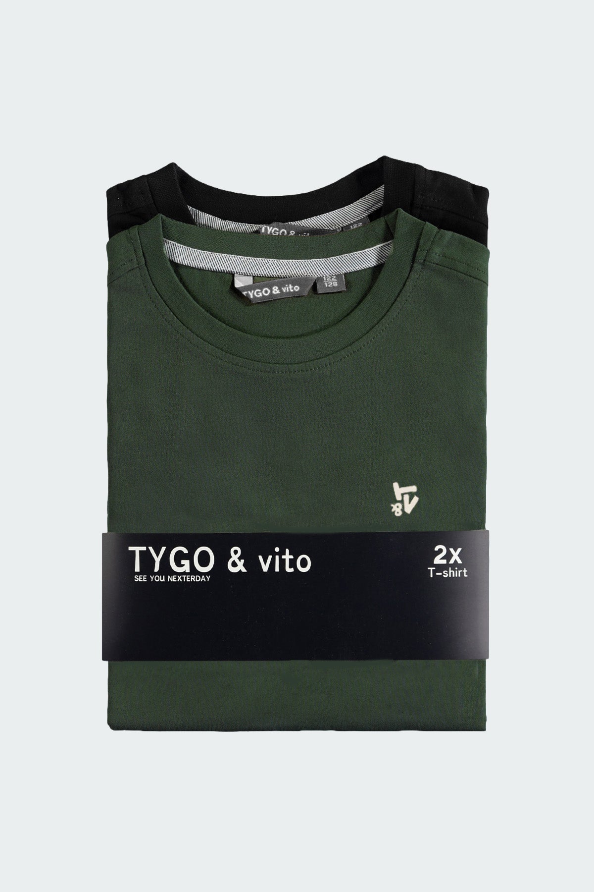 TYGO & vito 2-Pack T-shirt STAN Zwart en Donker Groen