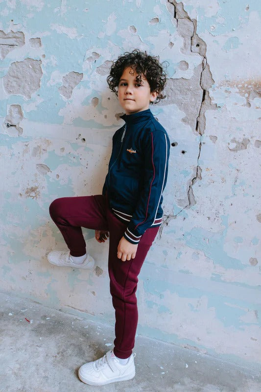 Joggingpak Donker Blauw - Donker Rood